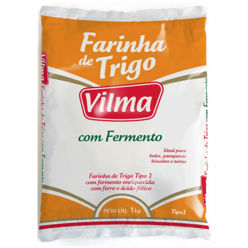 Farinha De Trigo Com Fermento Vilma 1kg - 10 Unidades